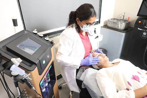 Facial care procedure at Yuga's Aesthetic Clinic