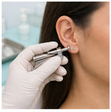 Ear piercing at Yuga's Aesthetic Clinic